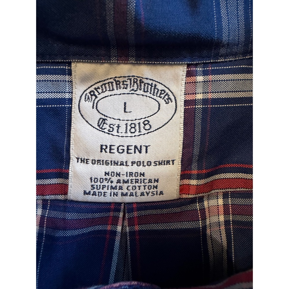 Brooks Brothers Mens L Blue Red Plaid Supima Cotton Button Down Long Sleeve - Picture 3 of 10